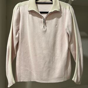 Lauren Ralph Lauren Vintage Baby Pink & Cream 1/4 Quarter Zip Vintage Sz M